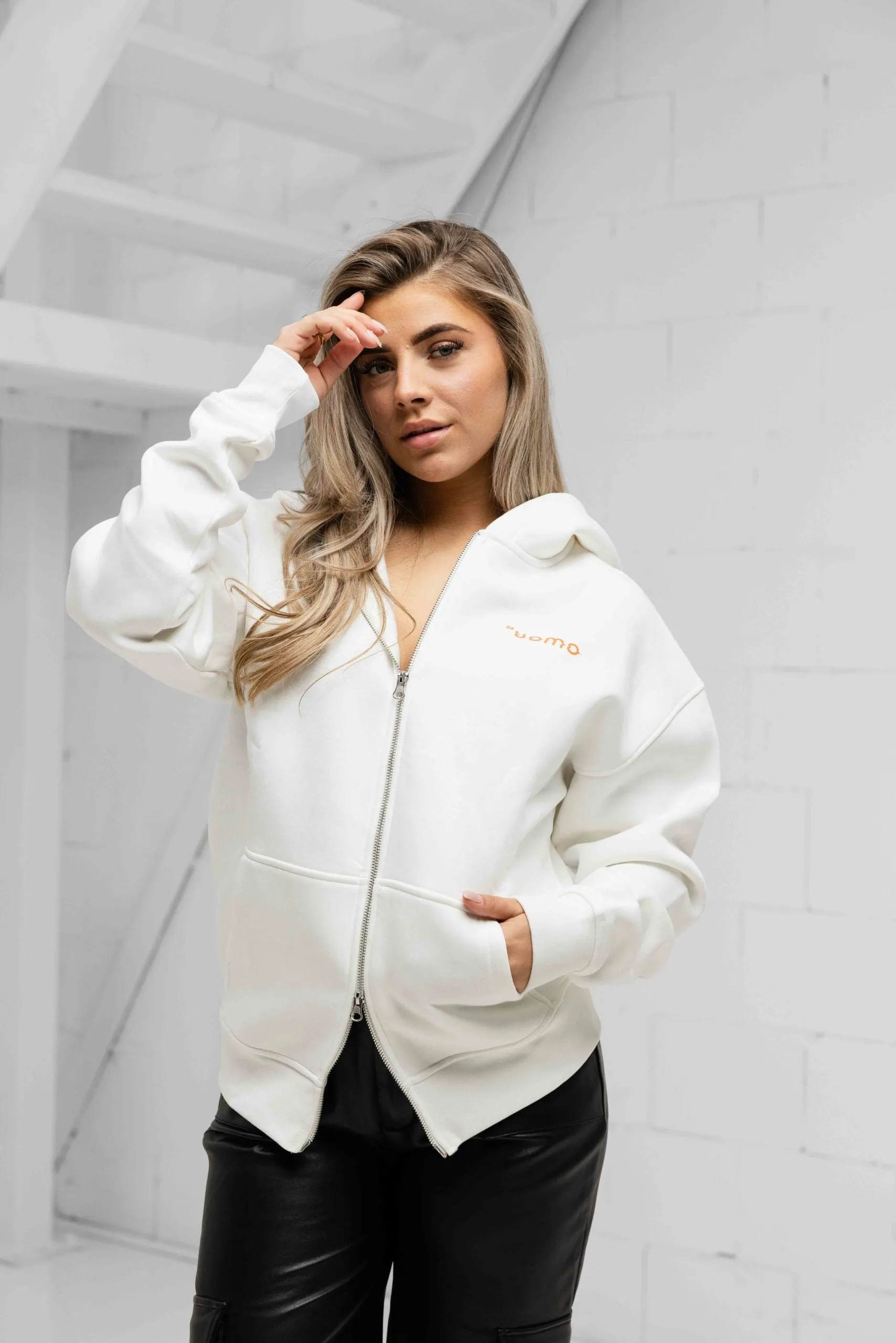 Mirror Zipped Oversized Hoodie Off-White Dames sold by 24 Uomo