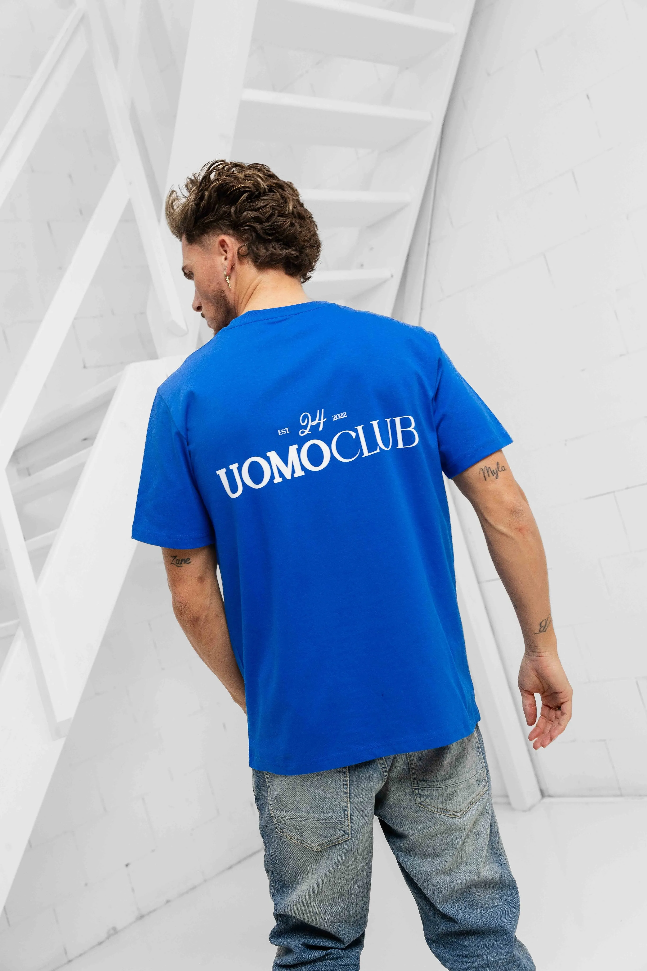Club T-shirt Heren Kobalt Blauw sold by 24 Uomo