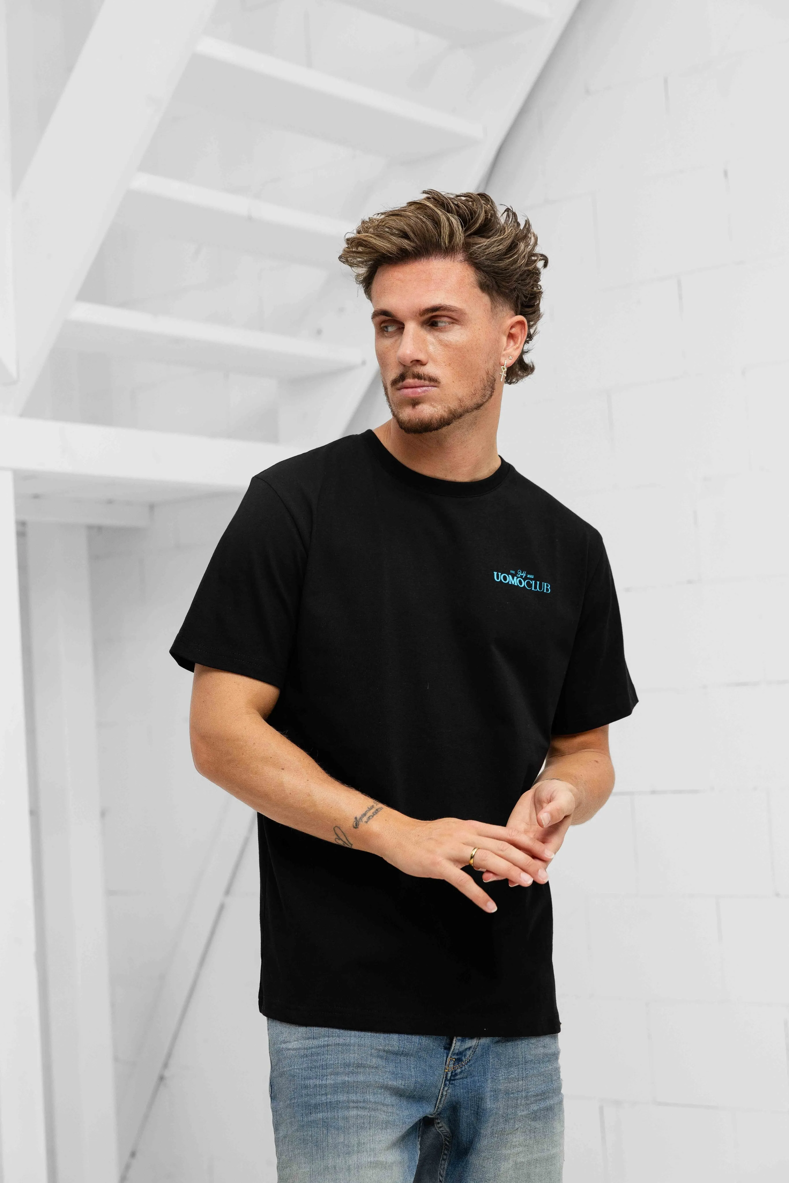 Club T-shirt Heren Zwart/Lichtblauw sold by 24 Uomo product image thumbnail 2