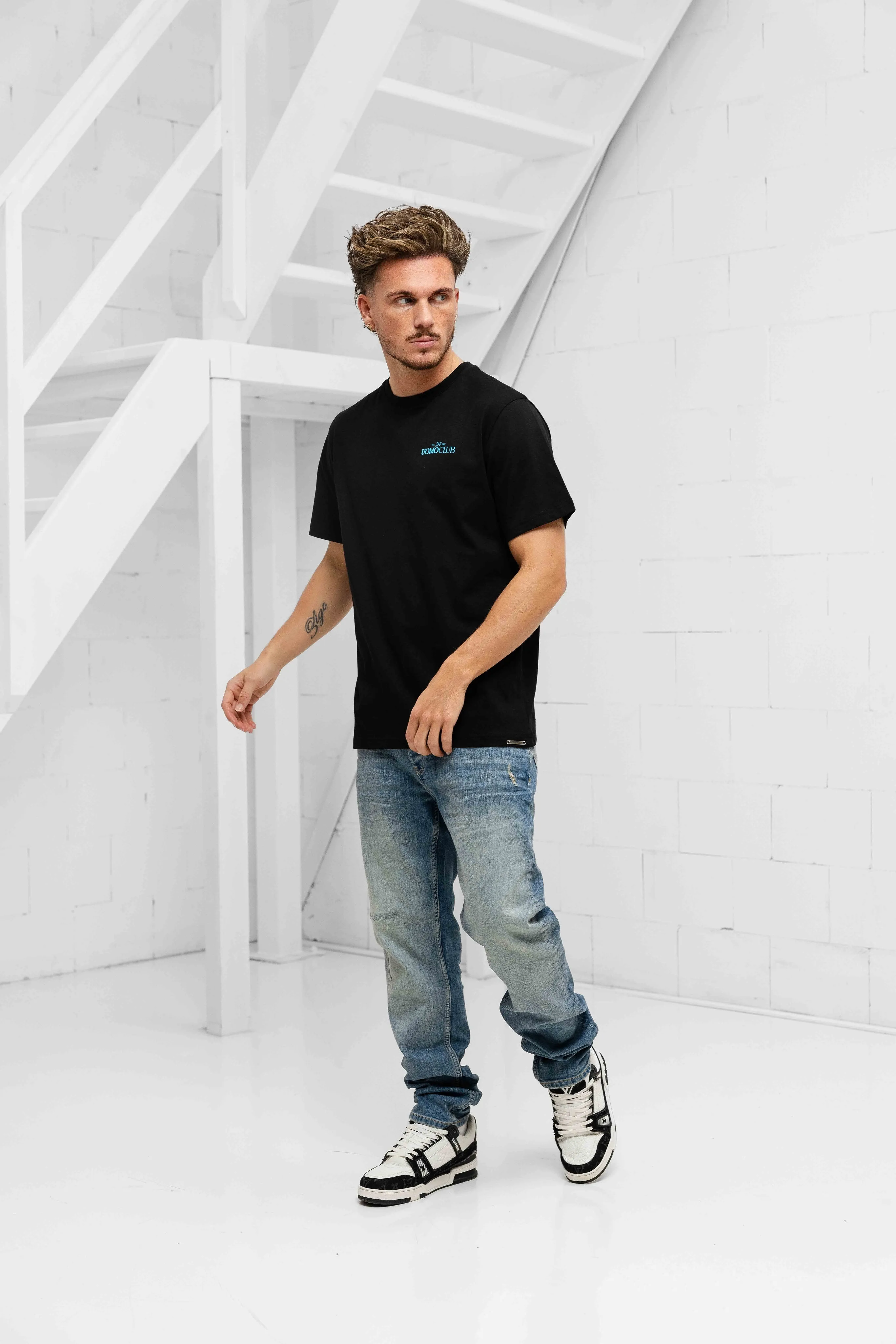 Club T-shirt Heren Zwart/Lichtblauw sold by 24 Uomo product image thumbnail 4