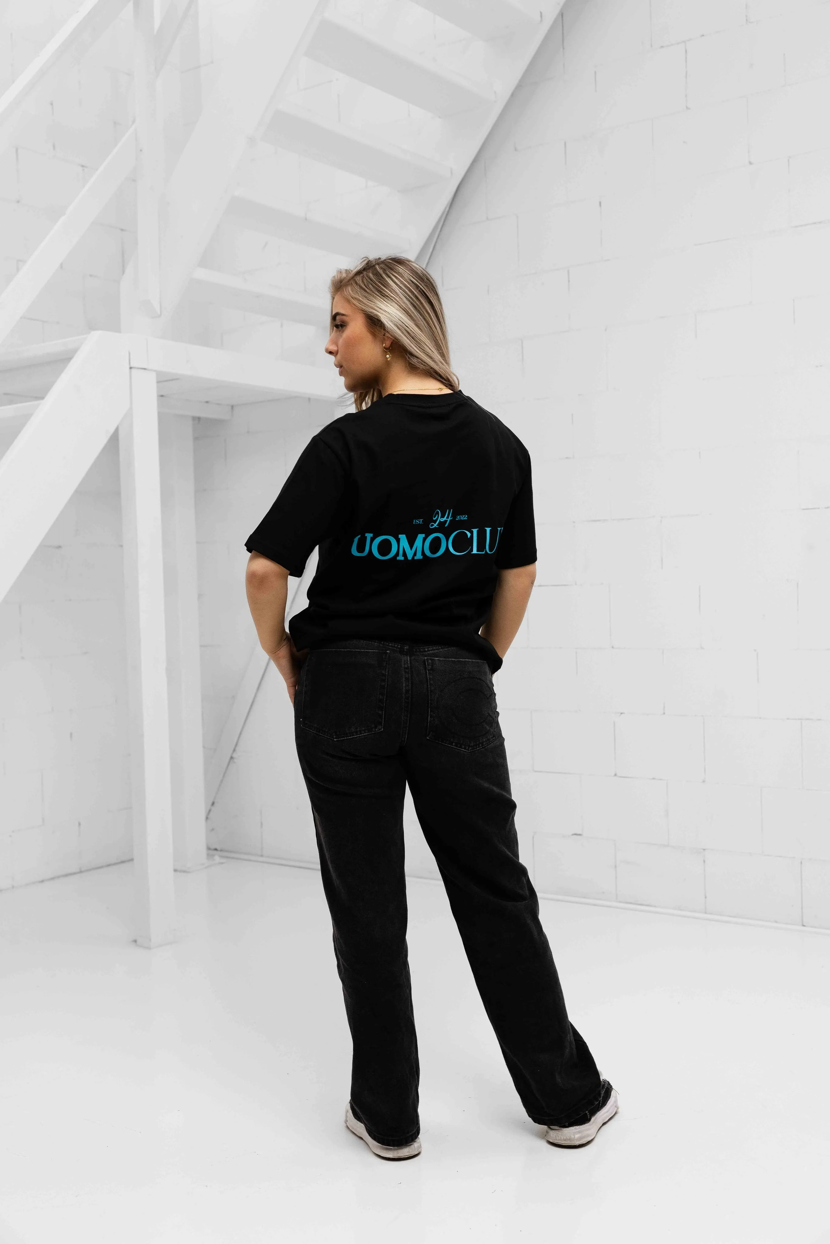 Club T-shirt Dames Zwart/Lichtblauw sold by 24 Uomo product image thumbnail 3