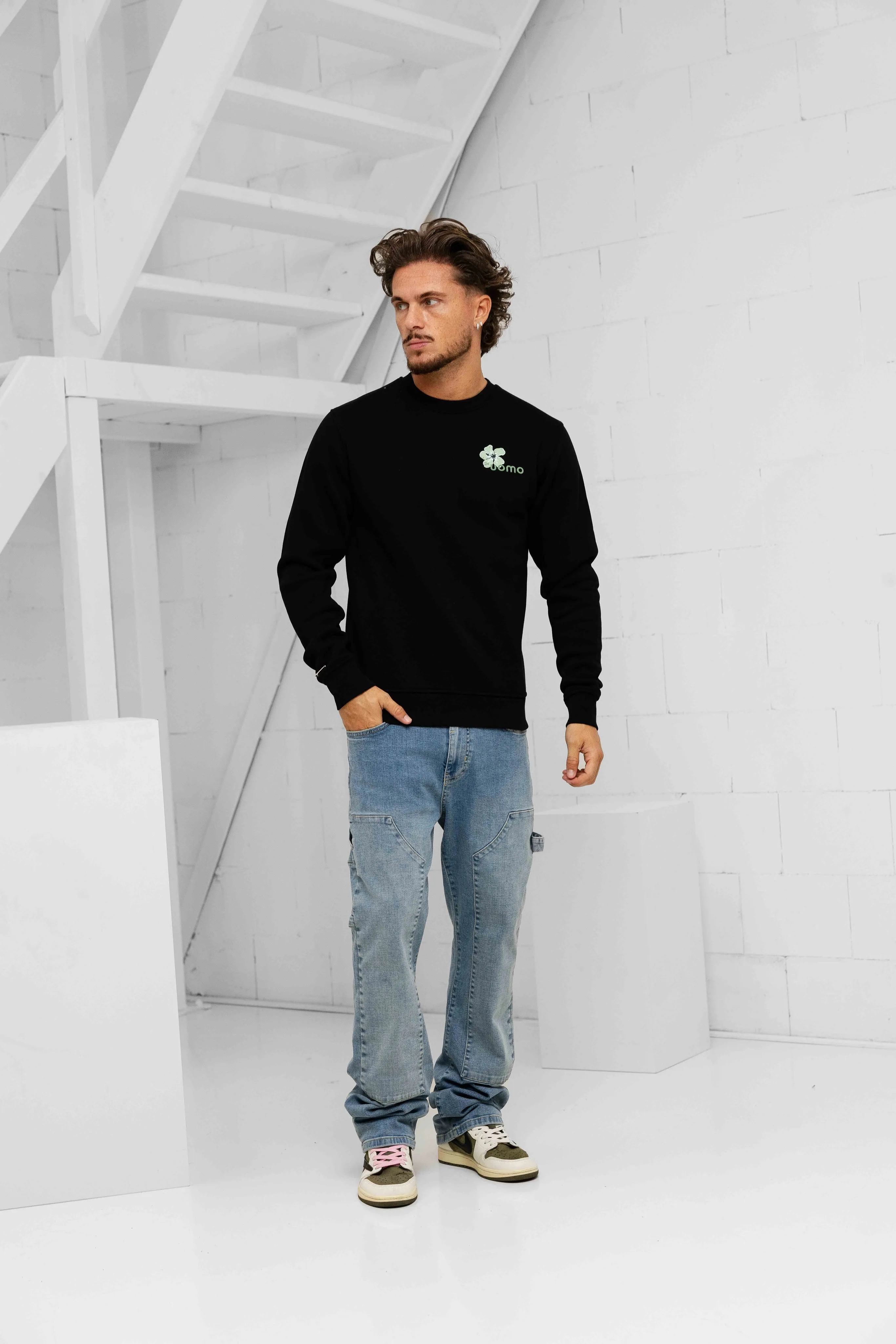 Flower Sweater Black/Green sold by 24 Uomo product image thumbnail 3