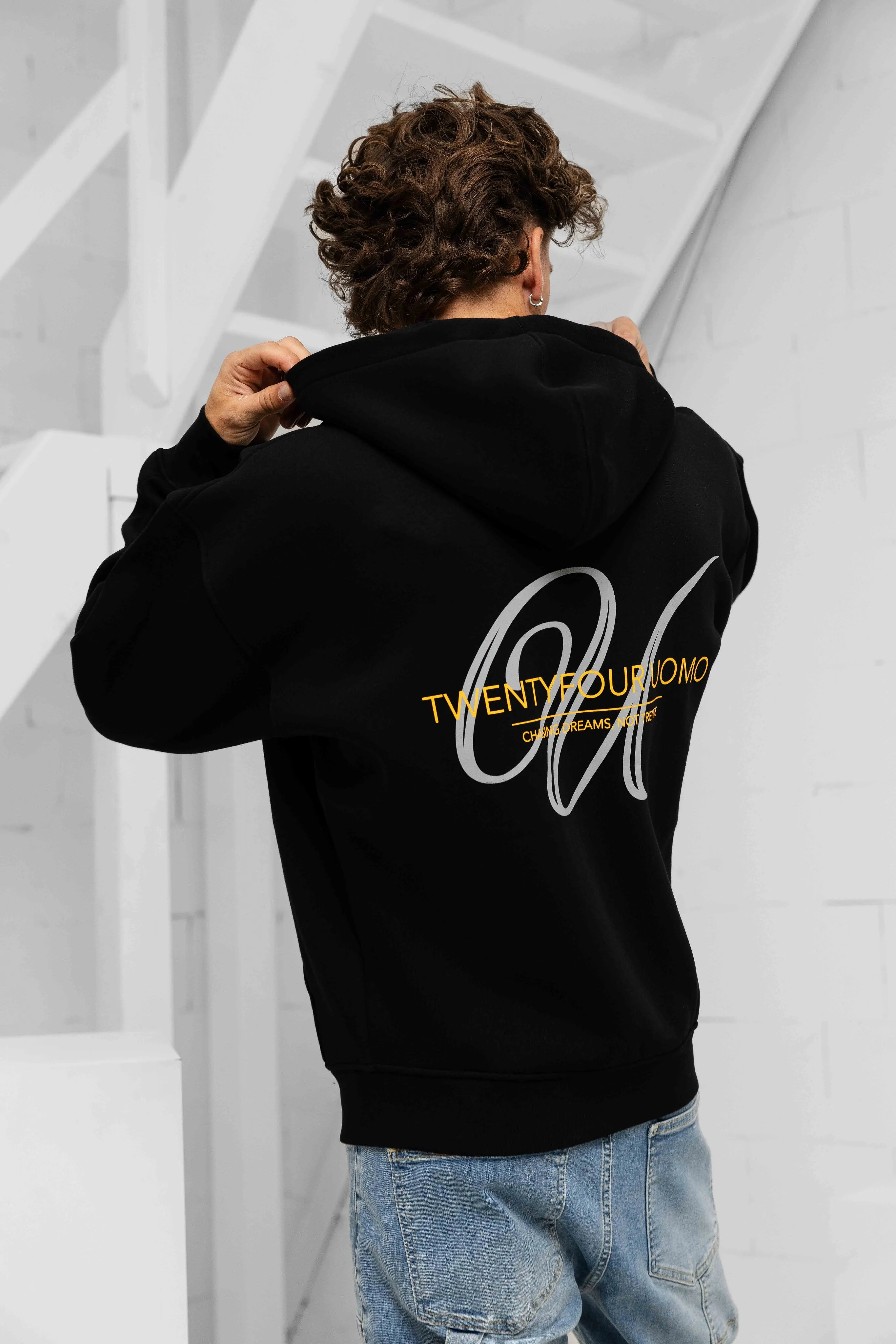 Initial Zip Hoodie Black sold by 24 Uomo
