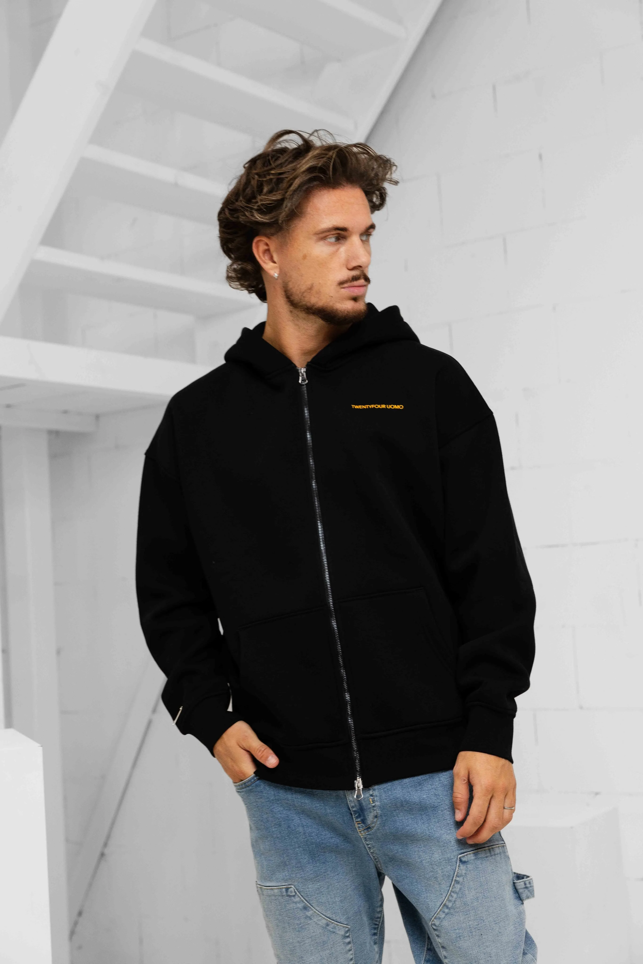 Initial Zip Hoodie Black sold by 24 Uomo product image thumbnail 2