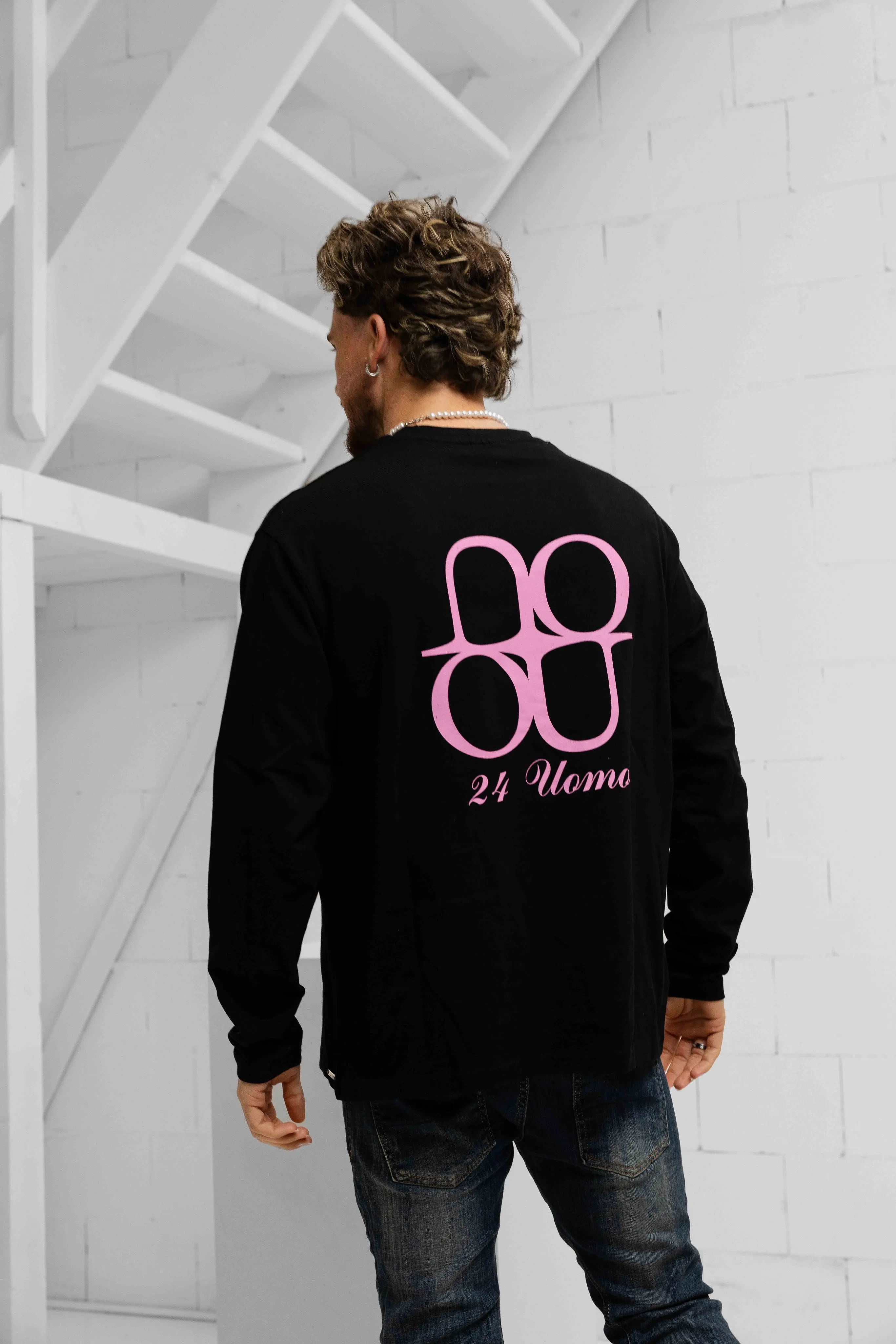 Symbol Longsleeve Shirt Heren Zwart/Roze sold by 24 Uomo