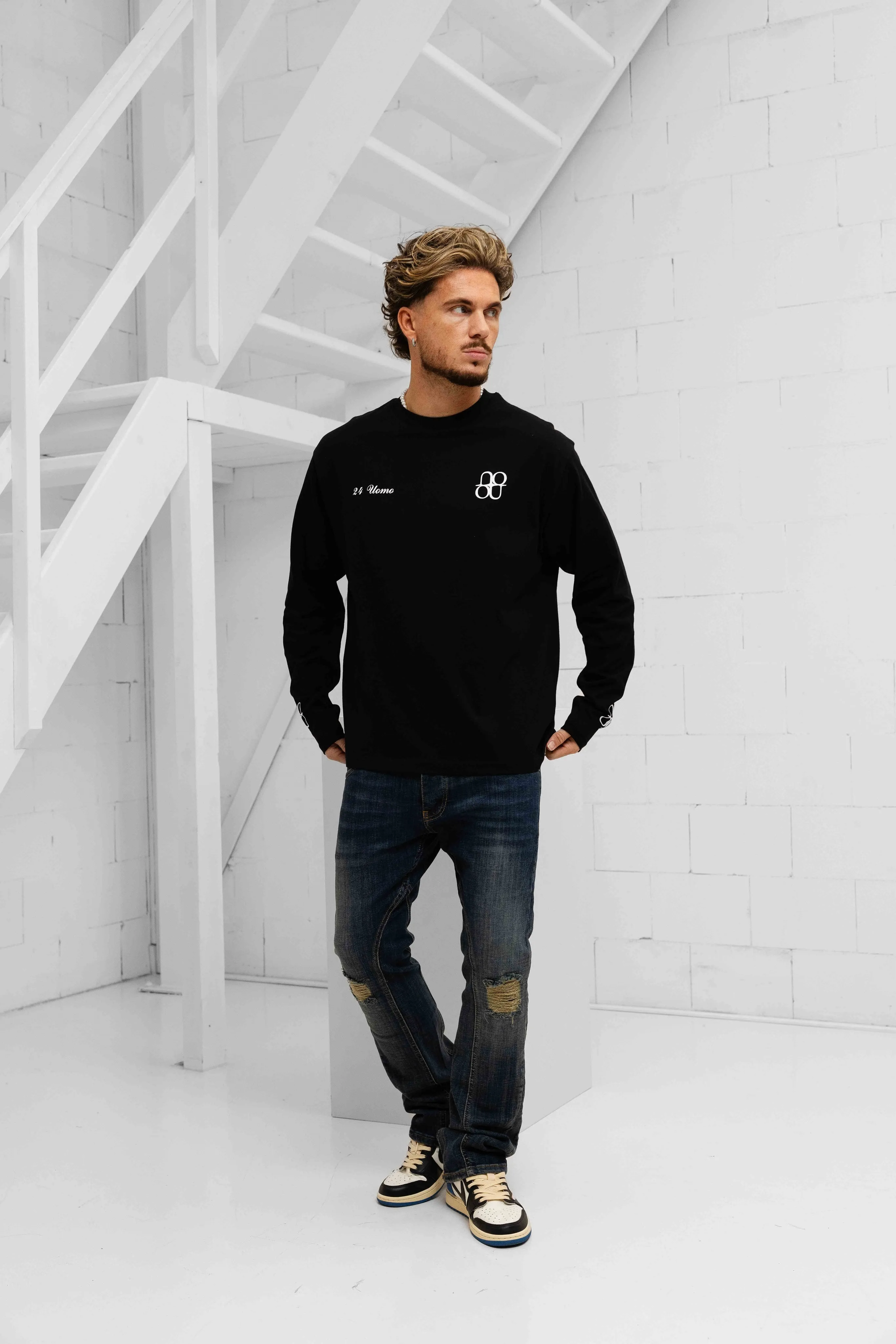 Symbol Longsleeve Shirt Heren Zwart/Wit sold by 24 Uomo product image thumbnail 4