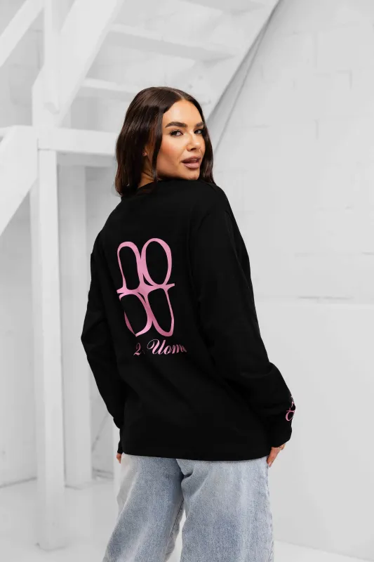 Symbol Longsleeve Shirt Dames Zwart/Roze made by 24 Uomo