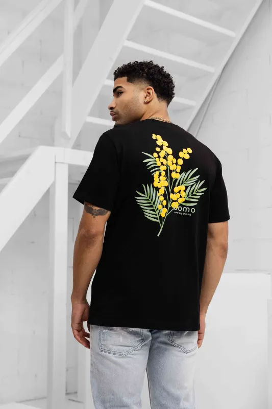 Flower T-shirt Heren Zwart made by 24 Uomo