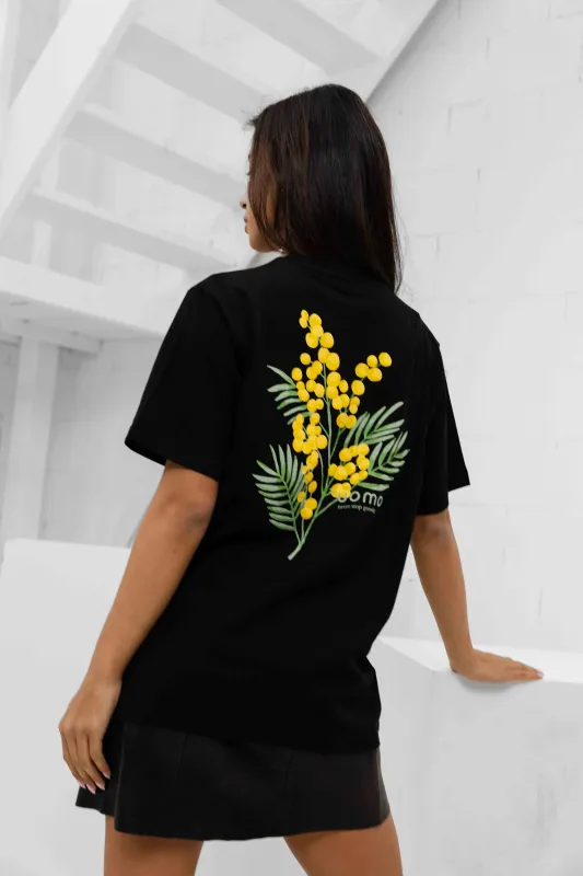 Flower T-shirt Dames Zwart made by 24 Uomo