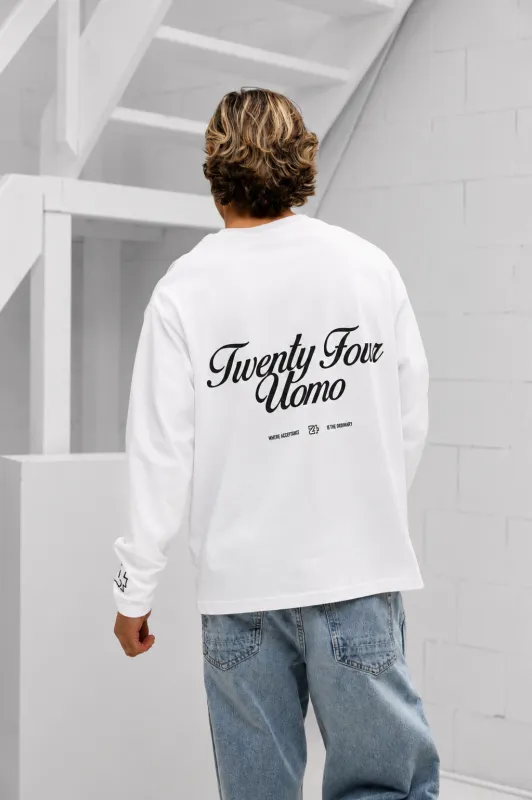 Classic Script Longsleeve Shirt Heren Off-White/Zwart made by 24 Uomo