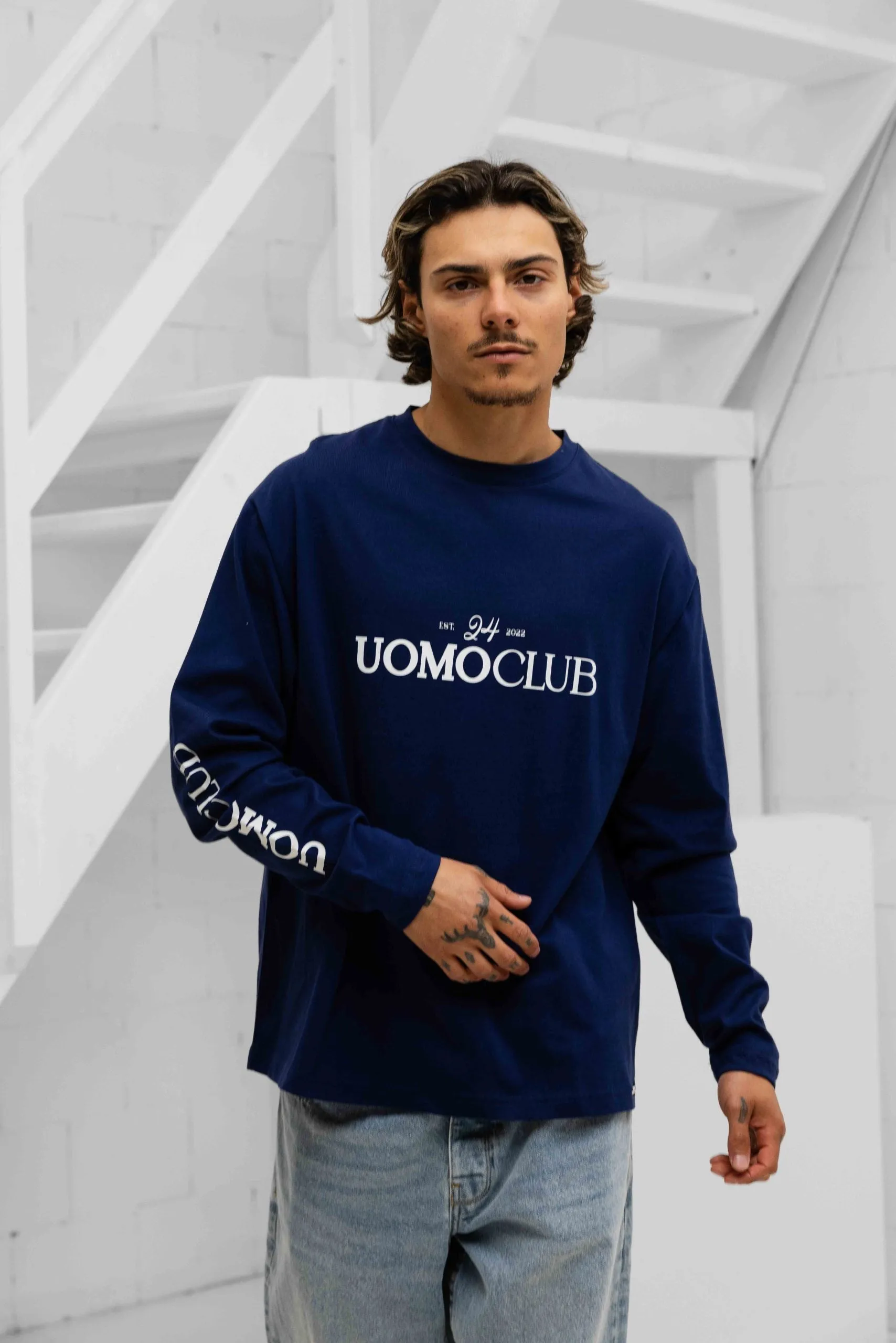 Icon Longsleeve Shirt Heren Donkerblauw sold by 24 Uomo