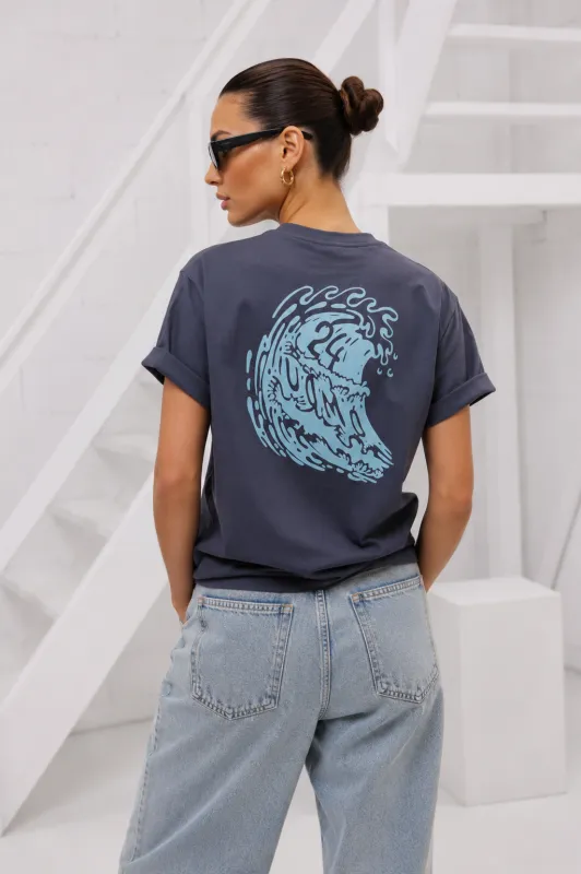 Surf T-shirt Dames Grijs made by 24 Uomo