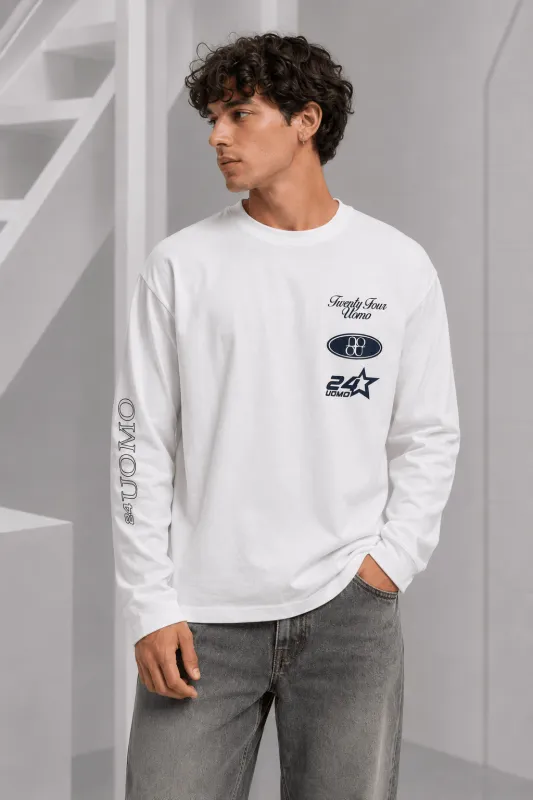 Midnight Circuit Longsleeve Heren Off-White made by 24 Uomo