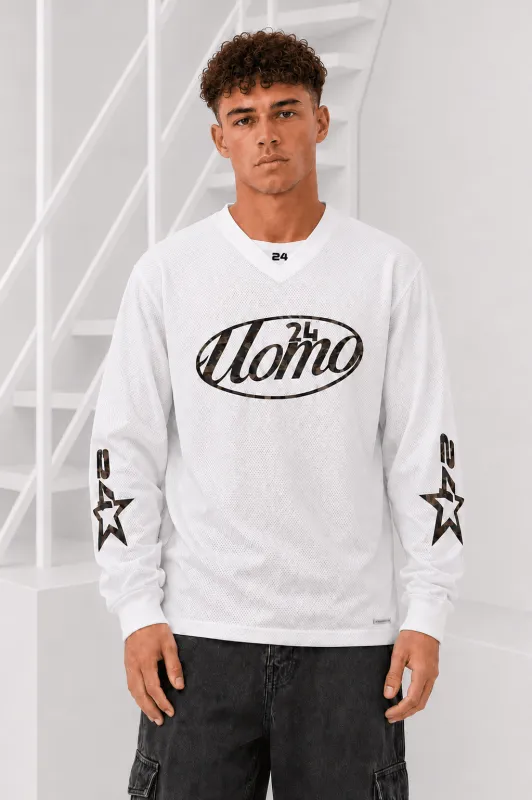 Mesh Longsleeve Heren Off-White/Army made by 24 Uomo