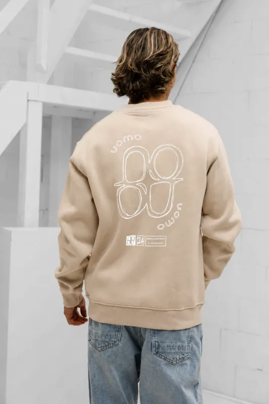 Logo Sweater Heren Beige made by 24 Uomo