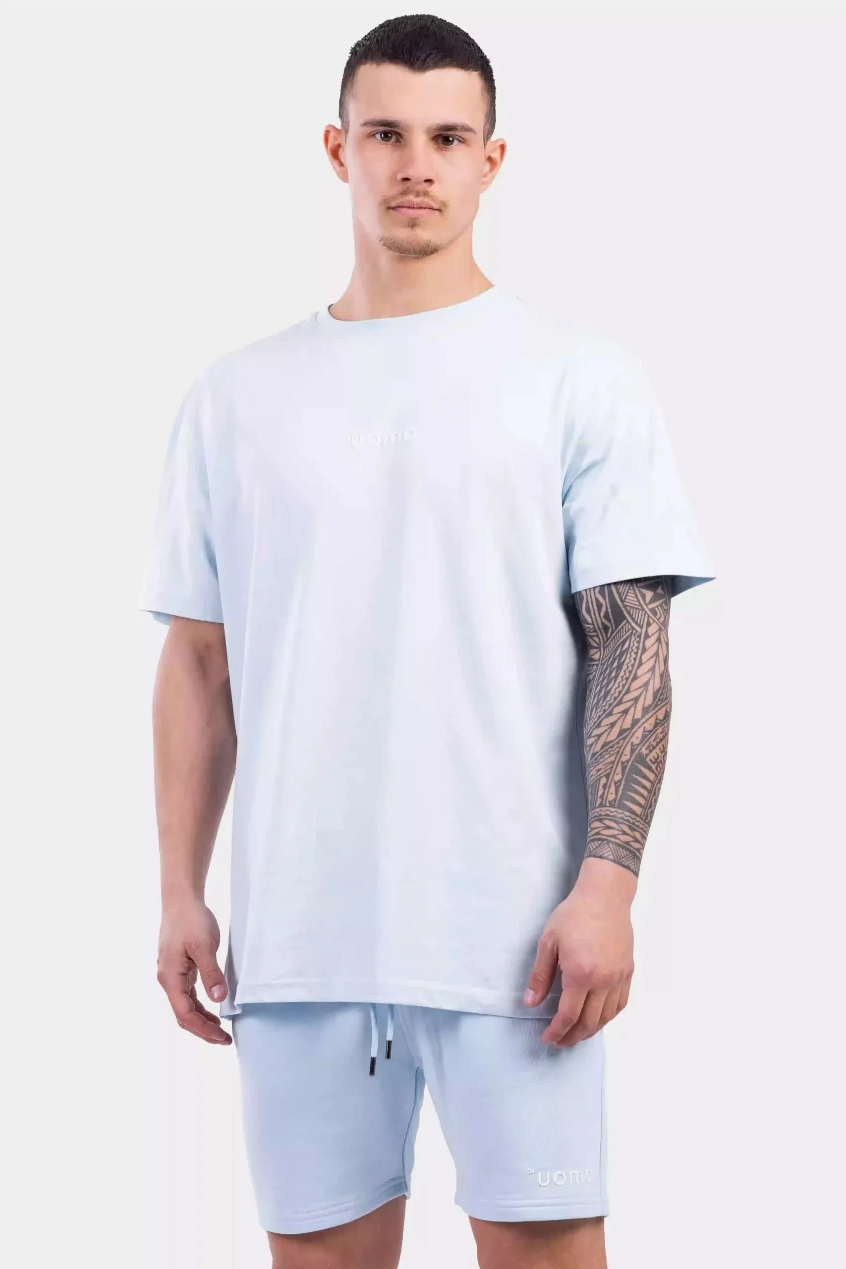 Basic T-Shirt Heren Lichtblauw sold by 24 Uomo