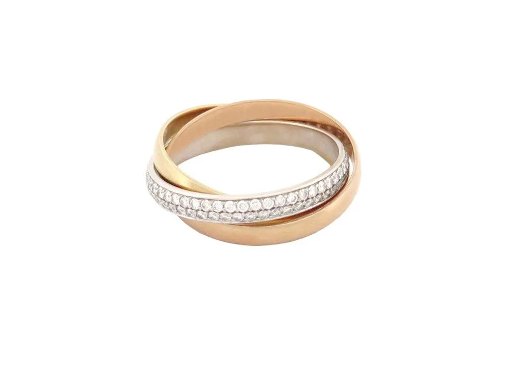 bague CARTIER trinity pm 3 ors diamants or jaune rose blanc sold by 58 Facettes