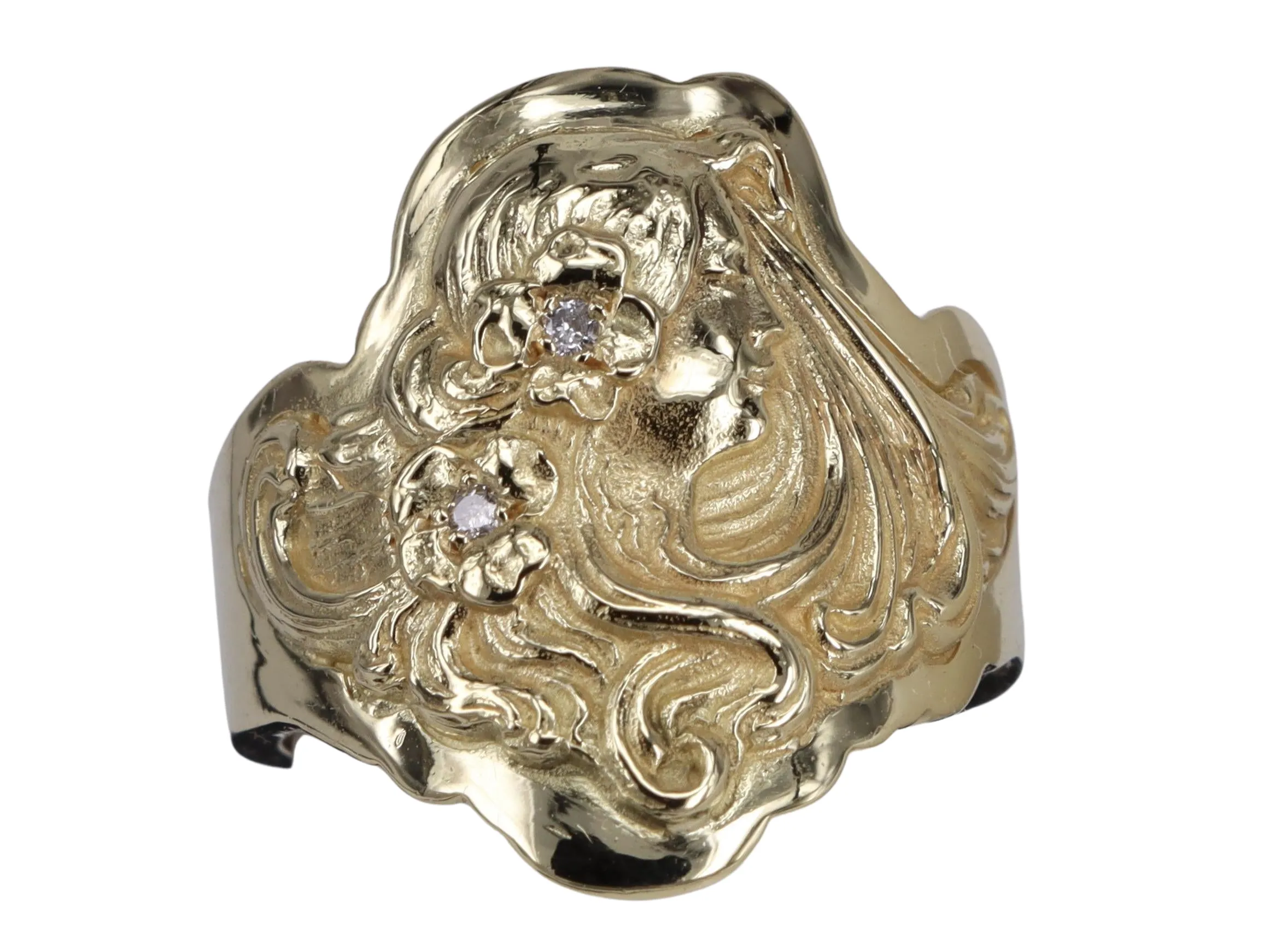 Bague en or jaune diamant sculpté à la main sold by 58 Facettes