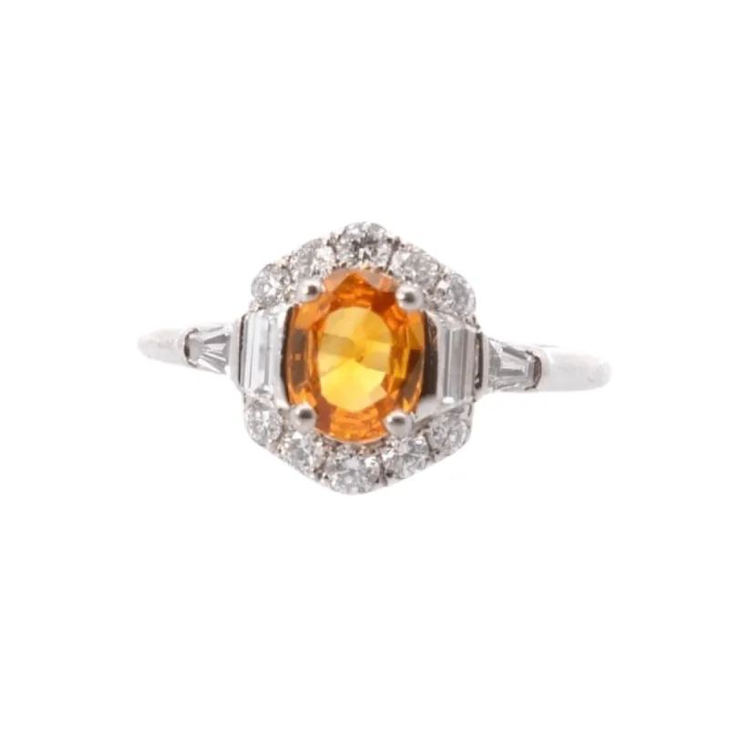 Bague Or blanc Saphir jaune Diamants sold by 58 Facettes