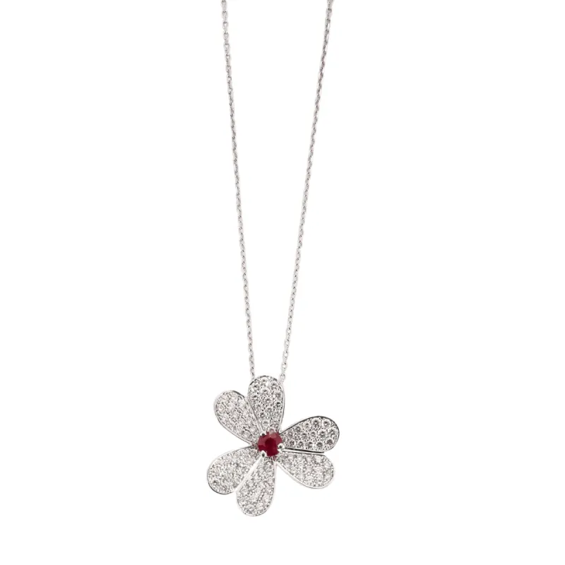 Pendentif or blanc, rubis, diamants sold by 58 Facettes