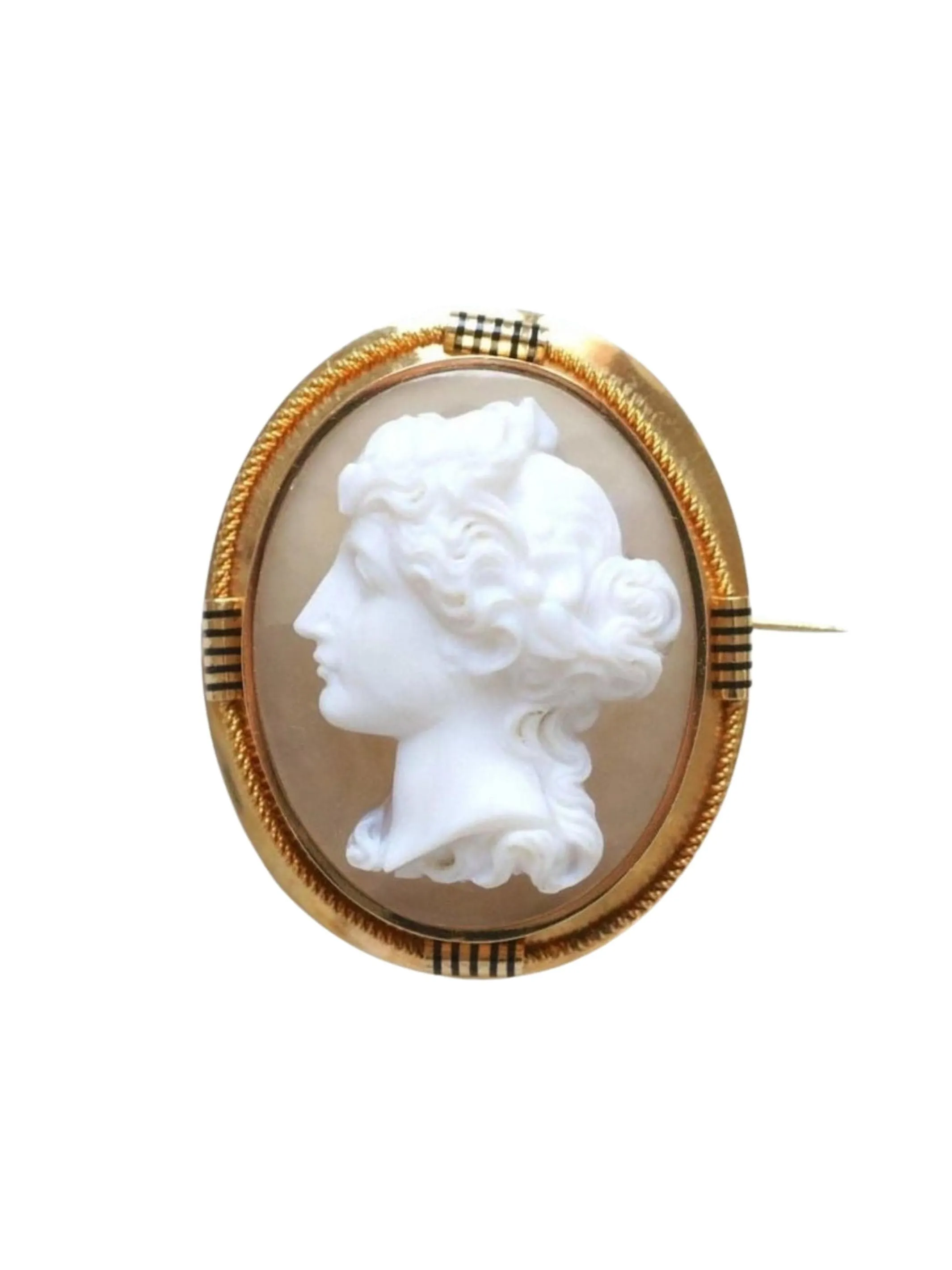 Broche ancienne en or jaune et camée agate sold by 58 Facettes