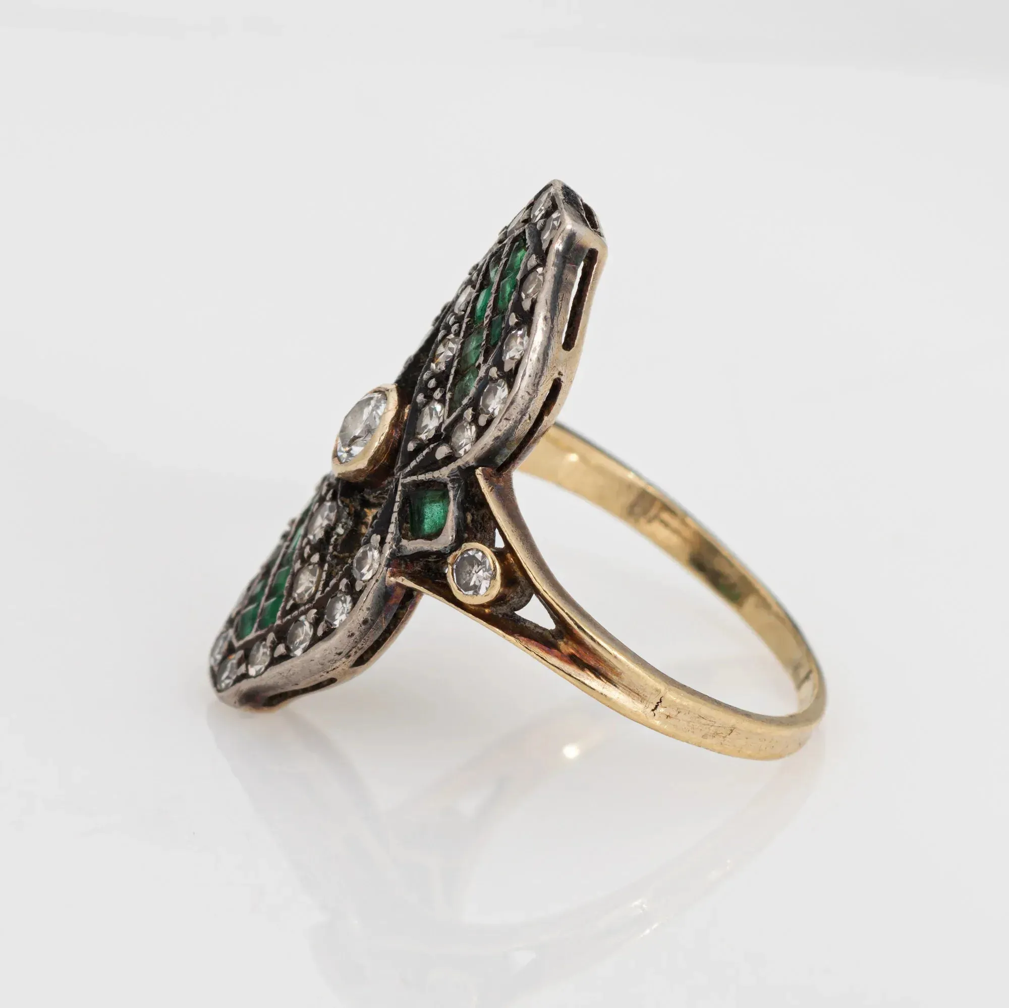 Bague vintage diamants émeraudes sold by 58 Facettes product image thumbnail 5