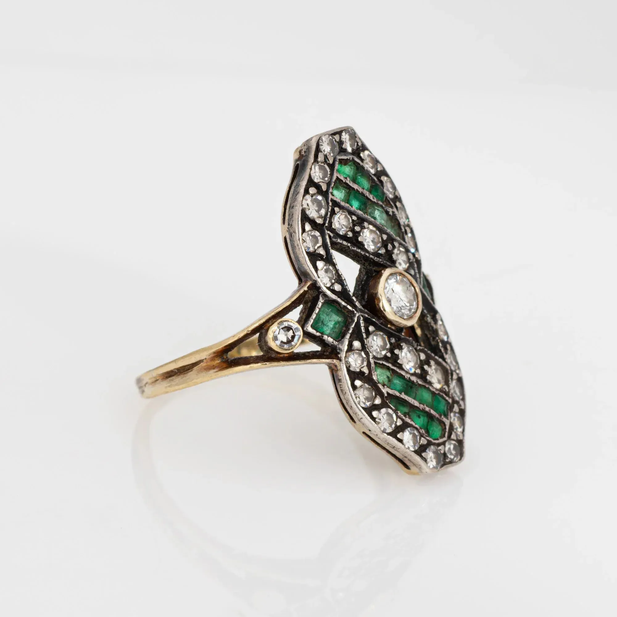 Bague vintage diamants émeraudes sold by 58 Facettes product image thumbnail 4
