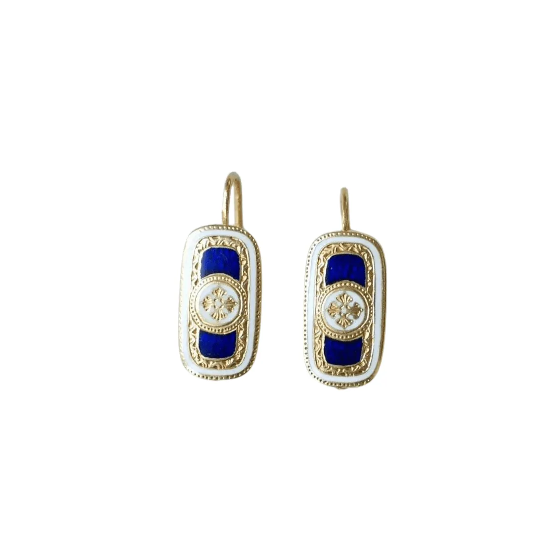 Boucles d'oreilles rectangulaires or et émail sold by 58 Facettes