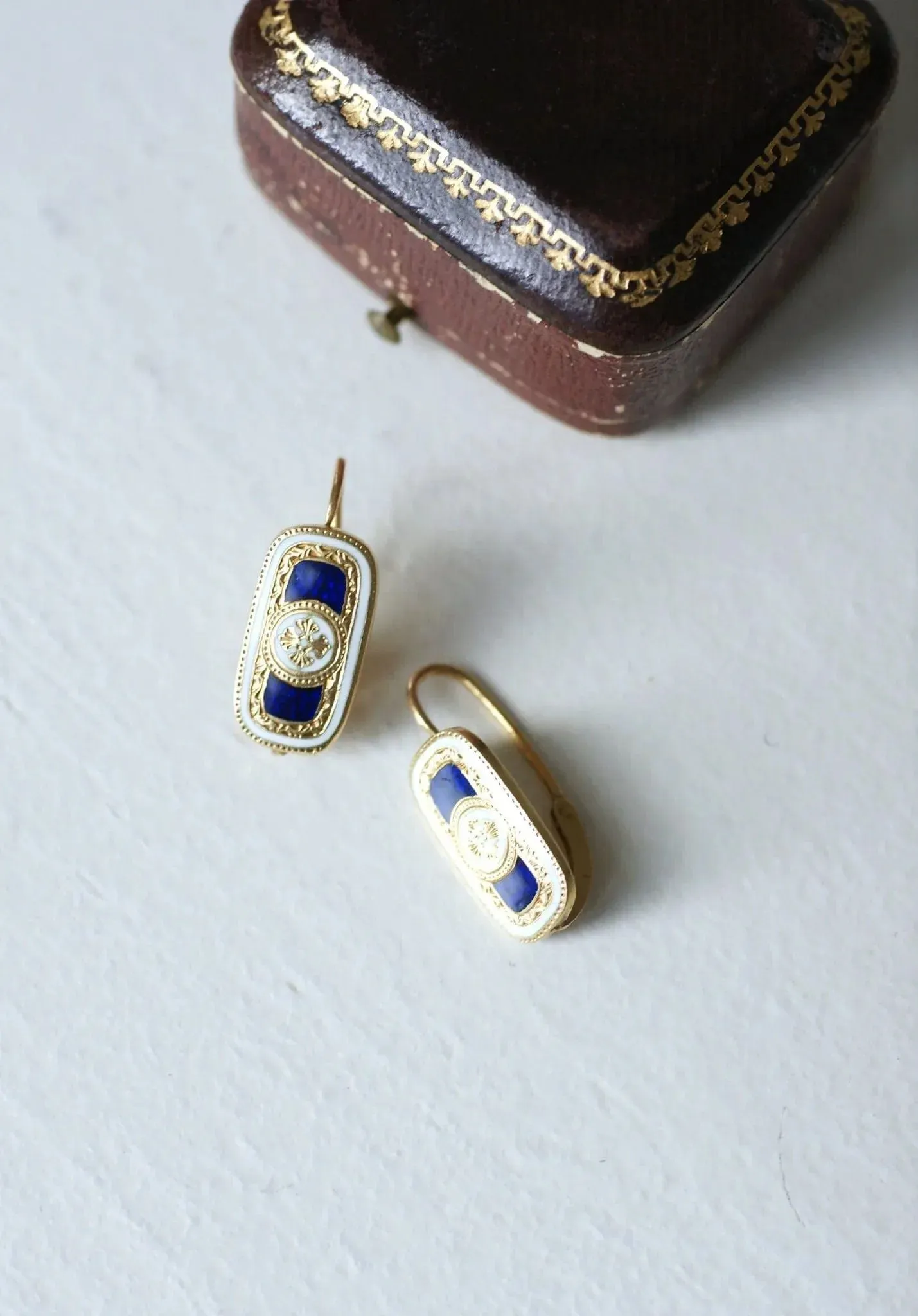 Boucles d'oreilles rectangulaires or et émail sold by 58 Facettes product image thumbnail 4