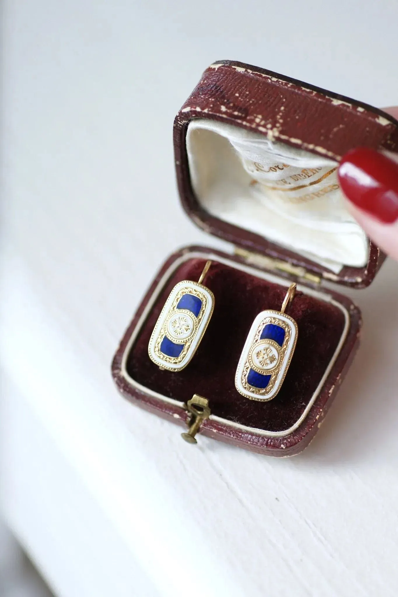 Boucles d'oreilles rectangulaires or et émail sold by 58 Facettes product image thumbnail 3