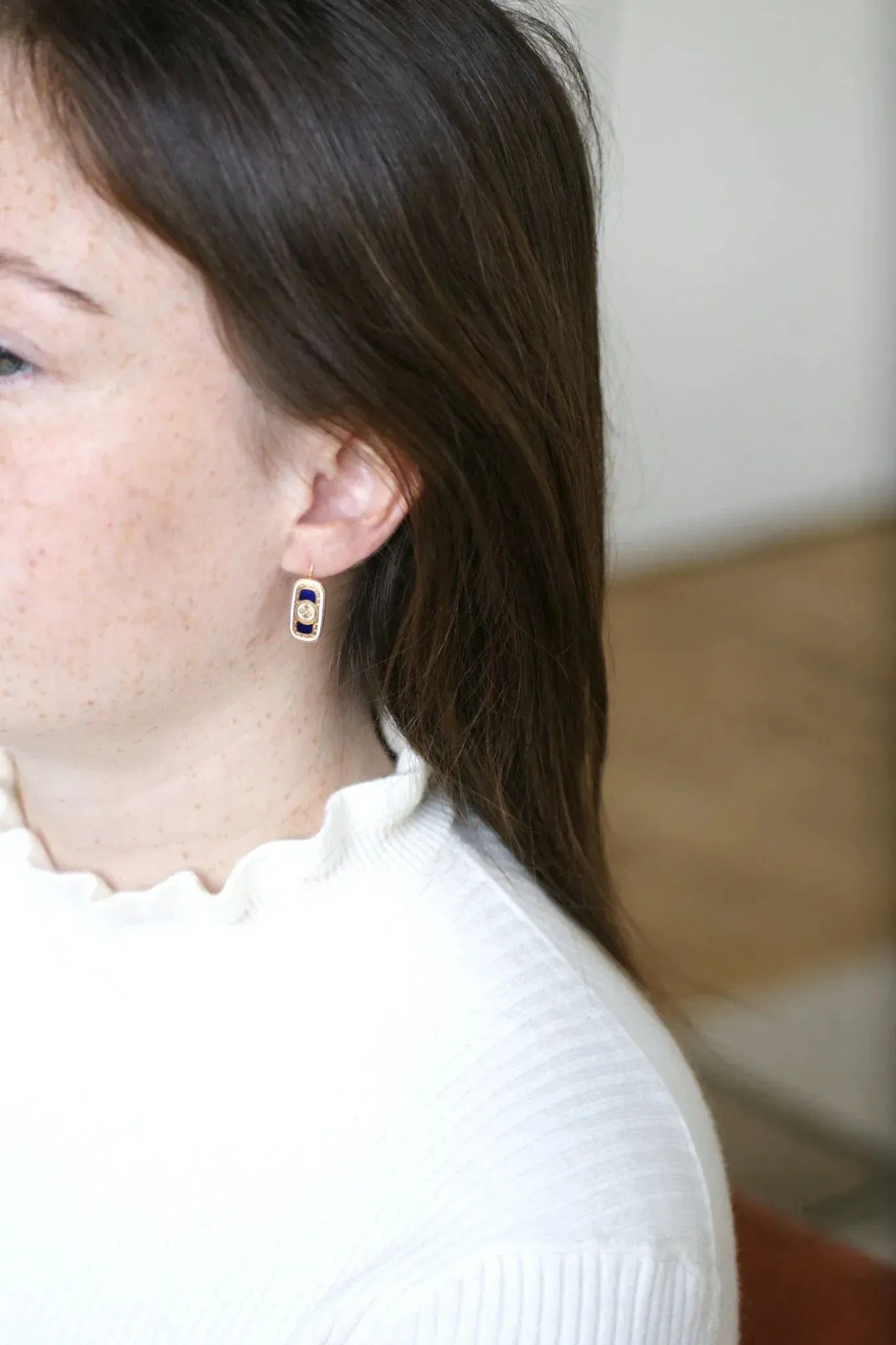 Boucles d'oreilles rectangulaires or et émail sold by 58 Facettes product image thumbnail 2