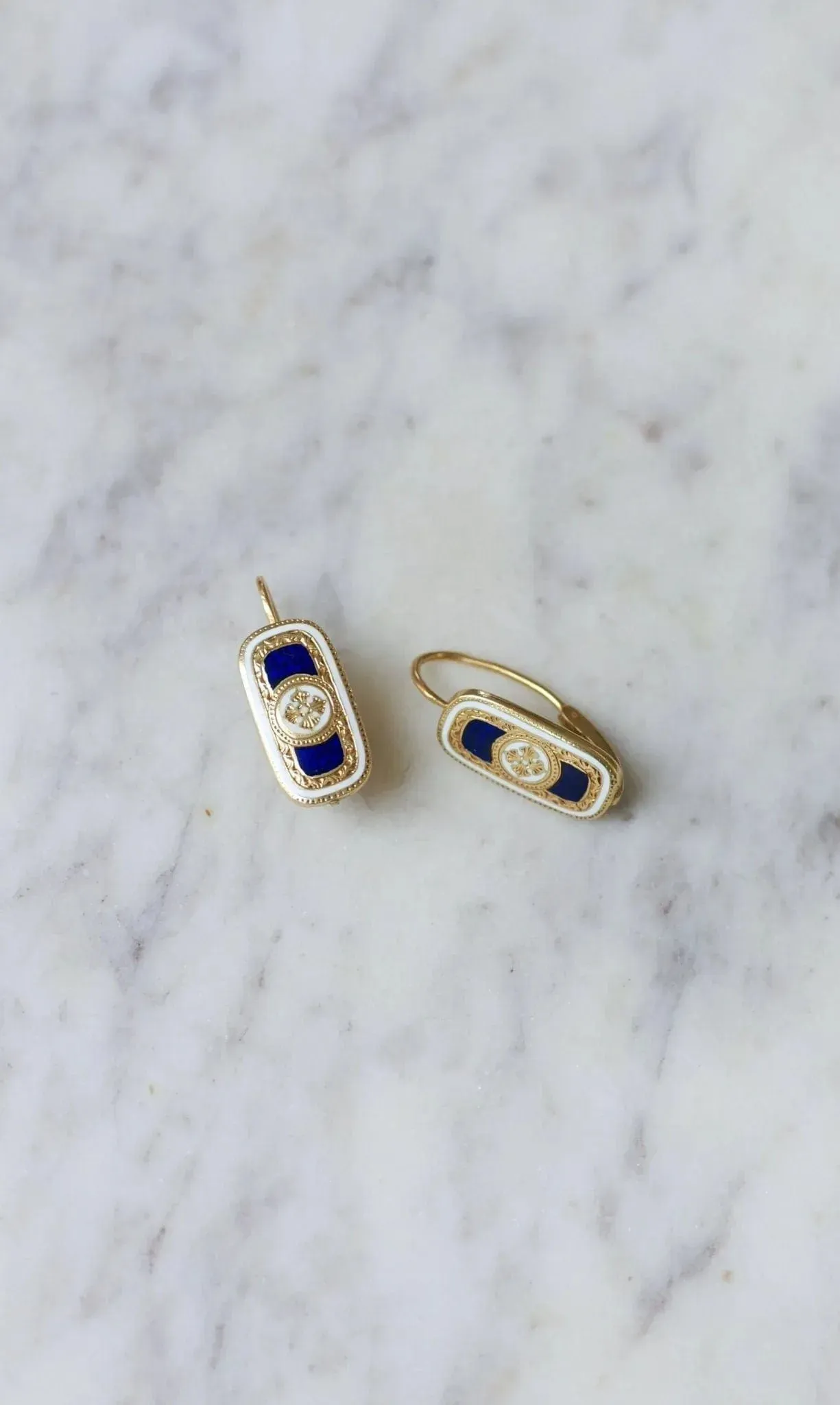 Boucles d'oreilles rectangulaires or et émail sold by 58 Facettes product image thumbnail 5