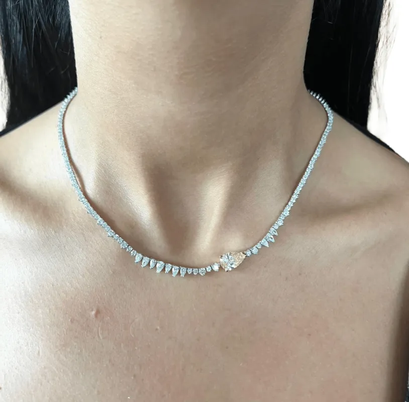 Collier tennis diamant jaune sold by 58 Facettes