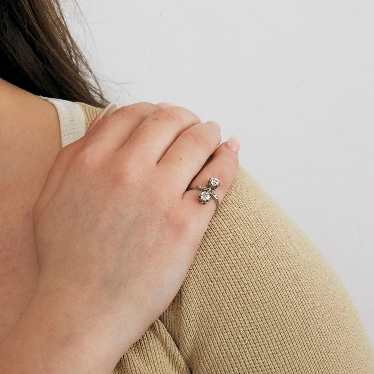 Bague Toi et Moi en or gris avec diamants sold by 58 Facettes product image thumbnail 2