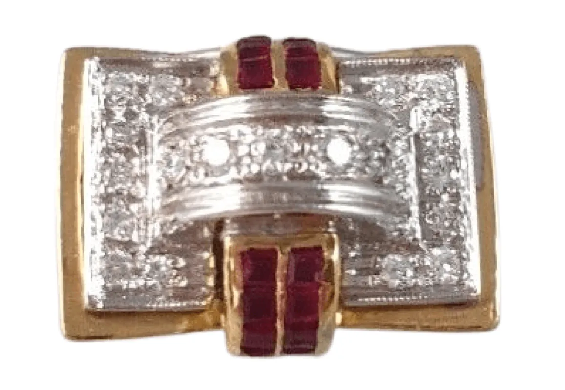 Bague tank 2 Ors Diamants Rubis sold by 58 Facettes