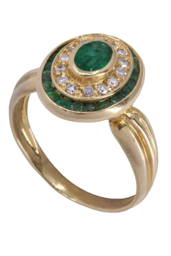BAGUE MARGUERITE ÉMERAUDES ET DIAMANTS sold by 58 Facettes product image thumbnail 5