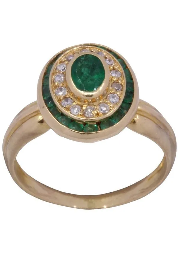 BAGUE MARGUERITE ÉMERAUDES ET DIAMANTS sold by 58 Facettes product image thumbnail 3