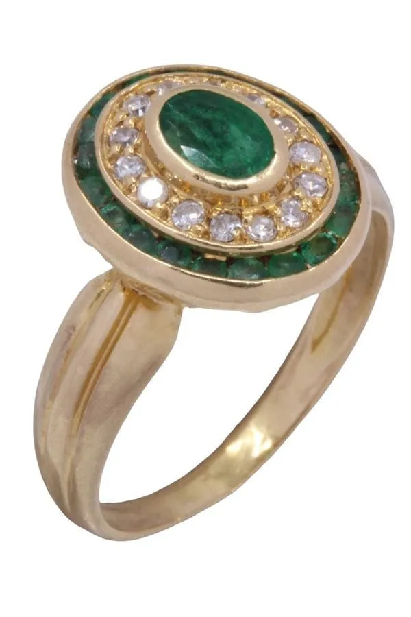 BAGUE MARGUERITE ÉMERAUDES ET DIAMANTS sold by 58 Facettes product image thumbnail 4