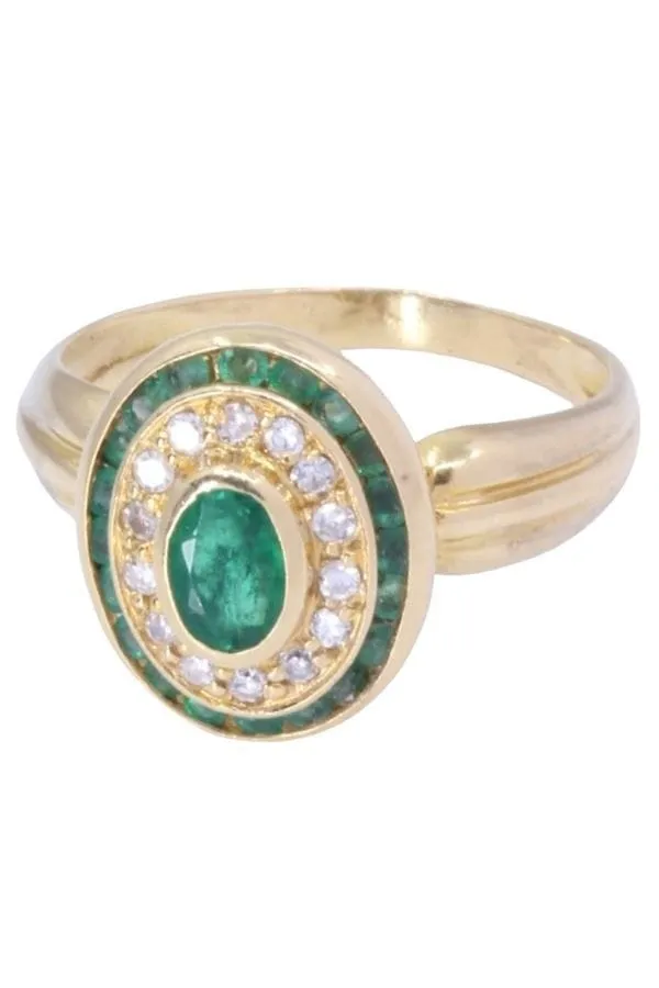 BAGUE MARGUERITE ÉMERAUDES ET DIAMANTS sold by 58 Facettes