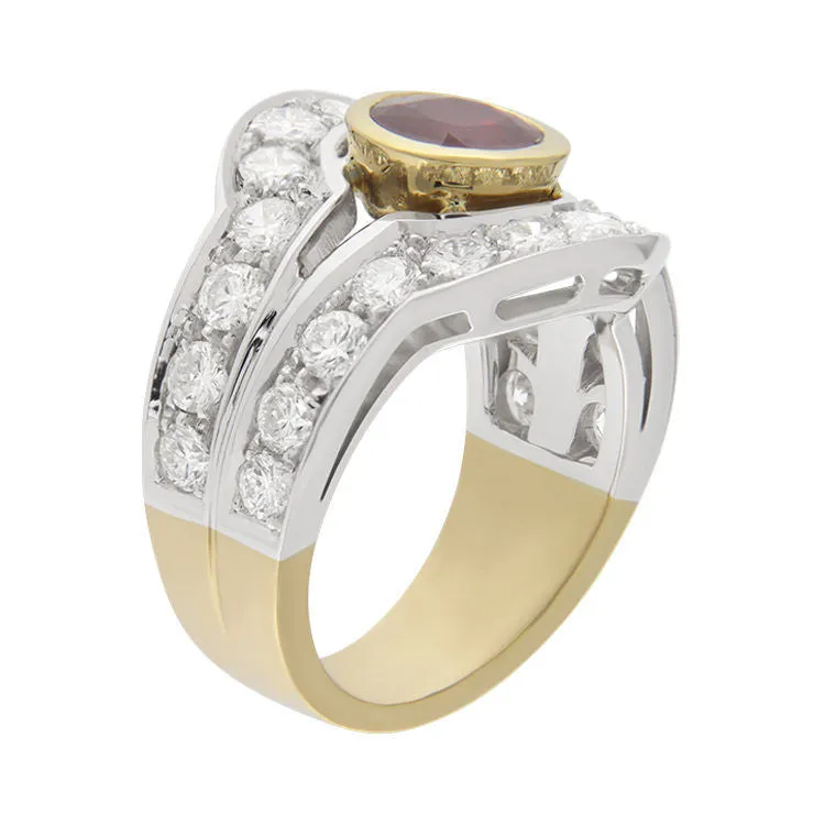 Bague en or blanc et jaune avec rubis et diamants sold by 58 Facettes product image thumbnail 3