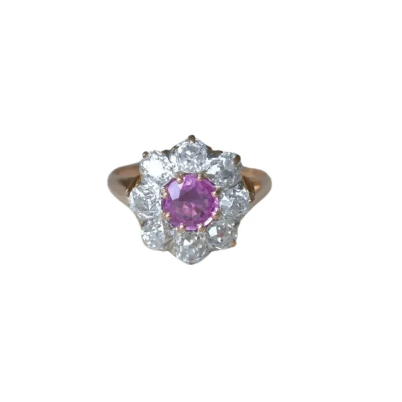 Bague Marguerite Saphir Rose et Diamants sold by 58 Facettes
