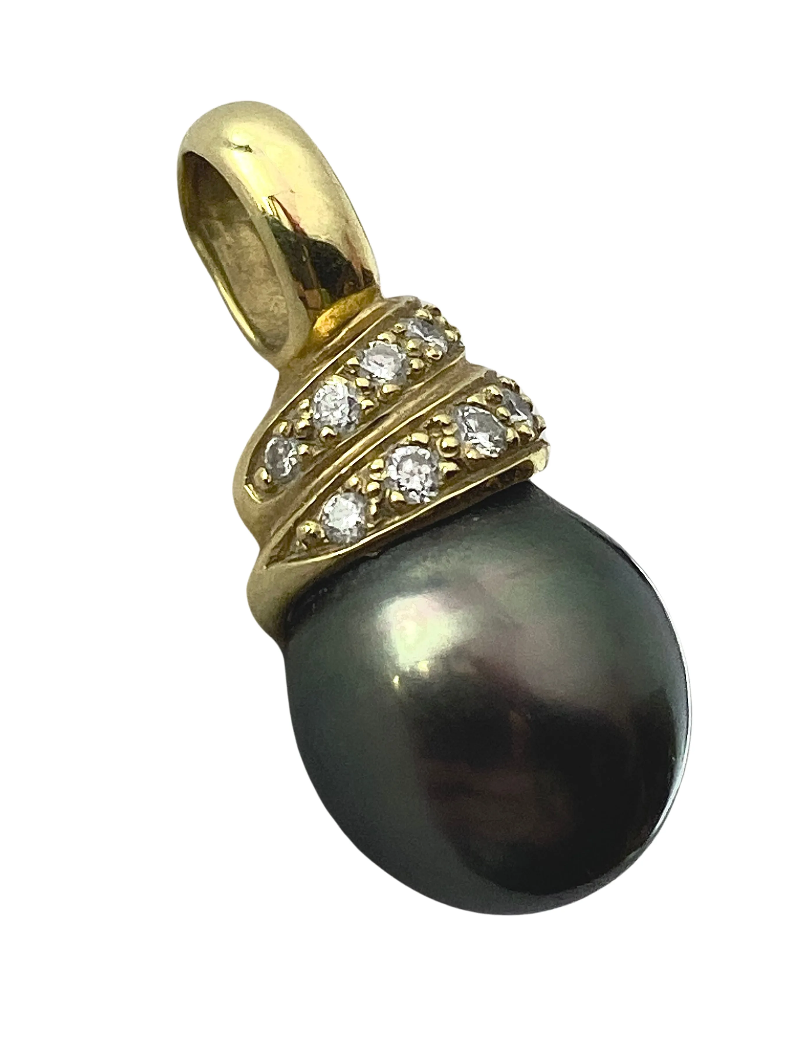 Pendentif en or jaune, perle de tahiti et diamants sold by 58 Facettes