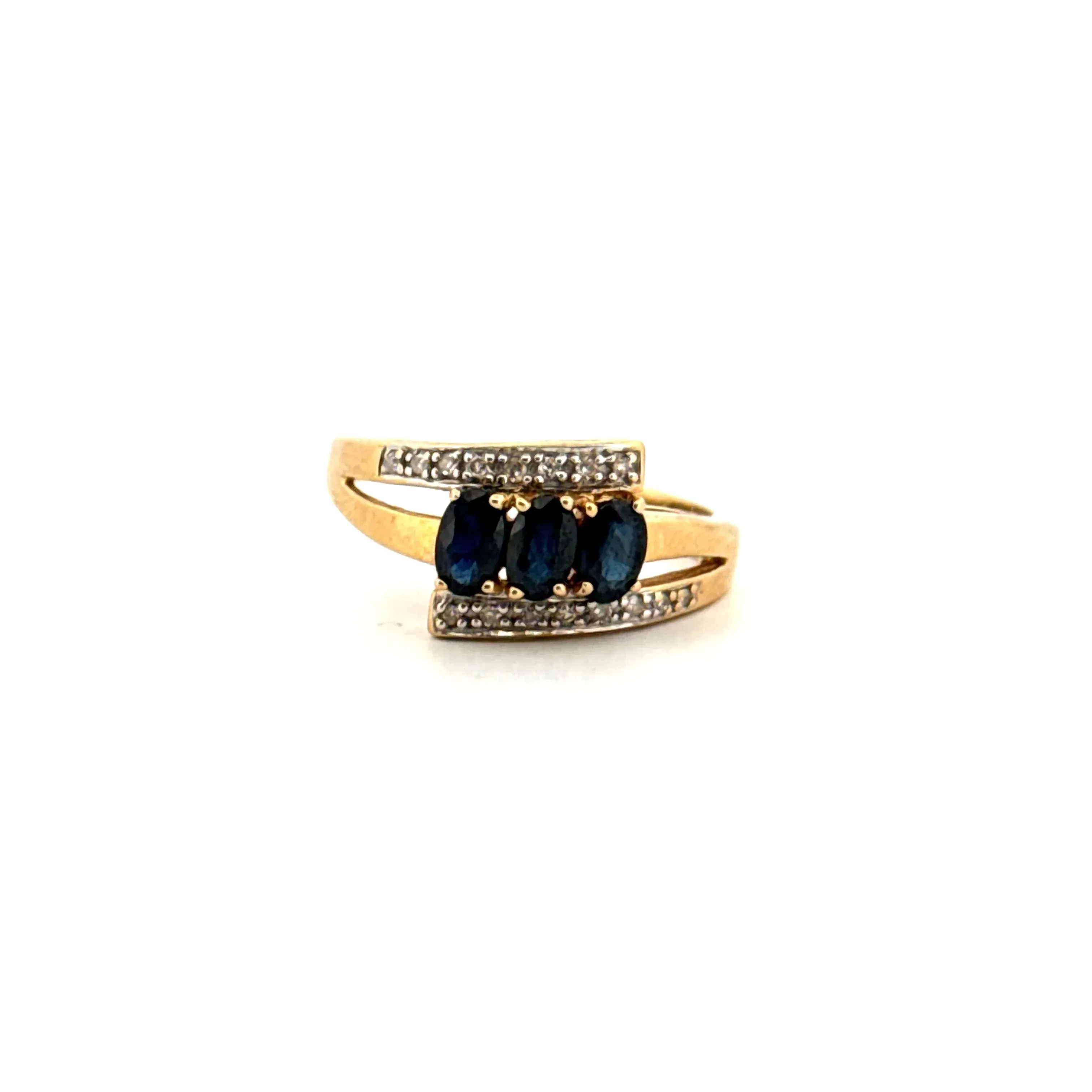 Bague or jaune saphirs et diamants sold by 58 Facettes