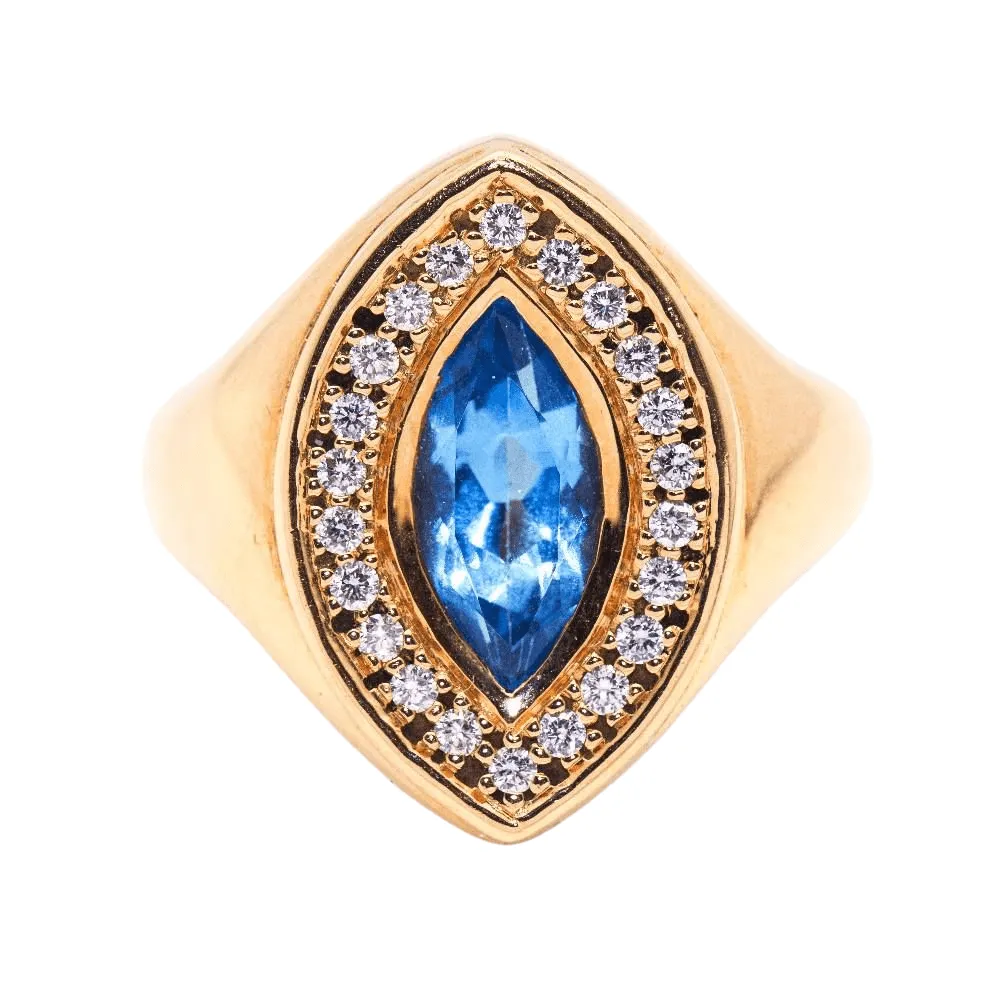 Bague navette topazes et brillants sold by 58 Facettes