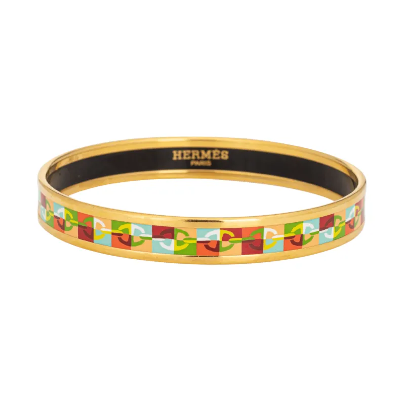 Hermès - Bracelet jonc en émail motif à maillons multicolores sold by 58 Facettes