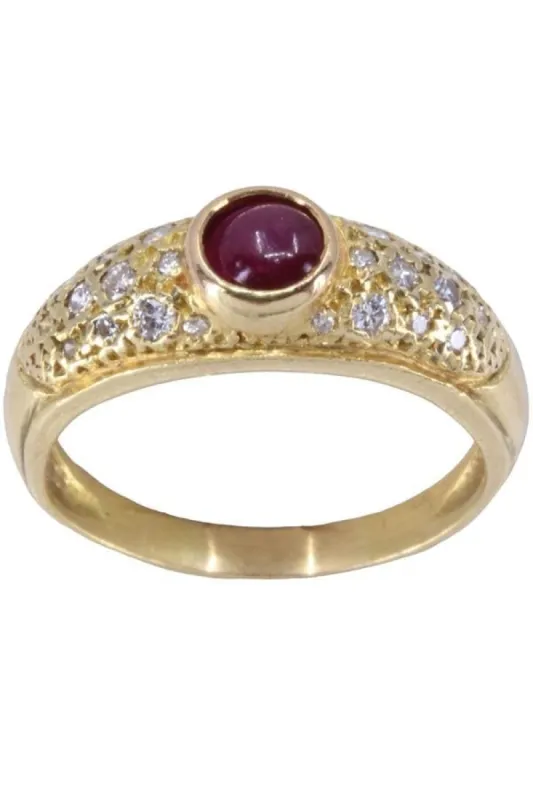Bague jonc rubis diamants sold by 58 Facettes
