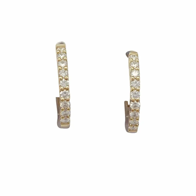 Paire de petites créoles en or jaune, diamants. sold by 58 Facettes