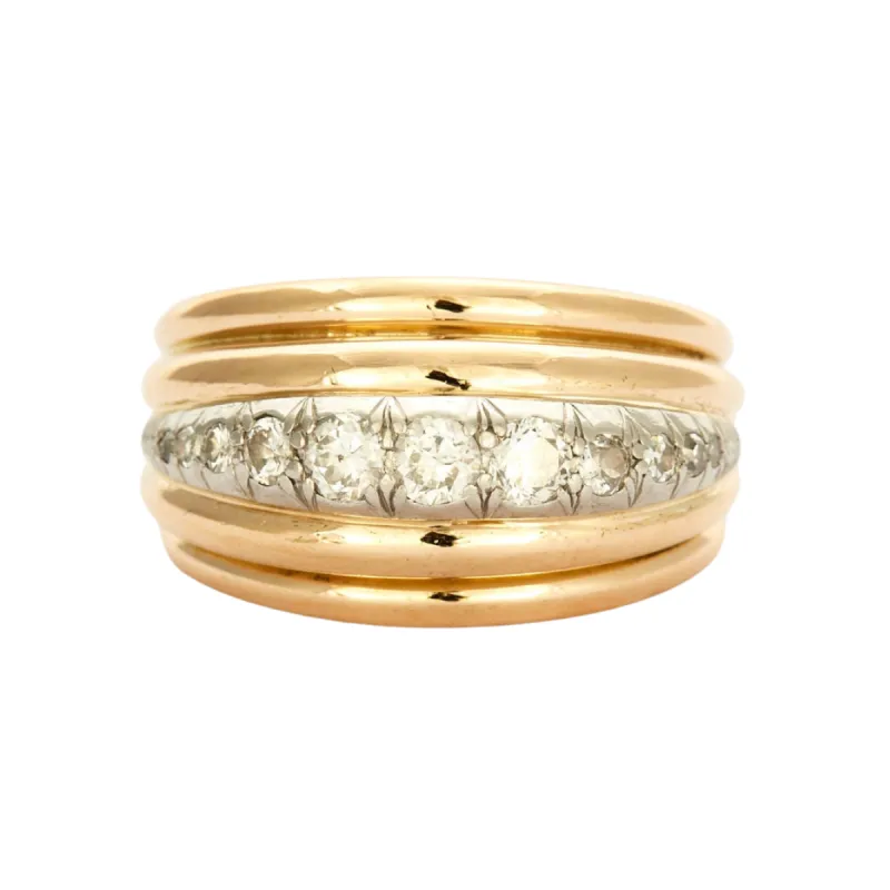 Bague platine et or jaune avec diamants sold by 58 Facettes
