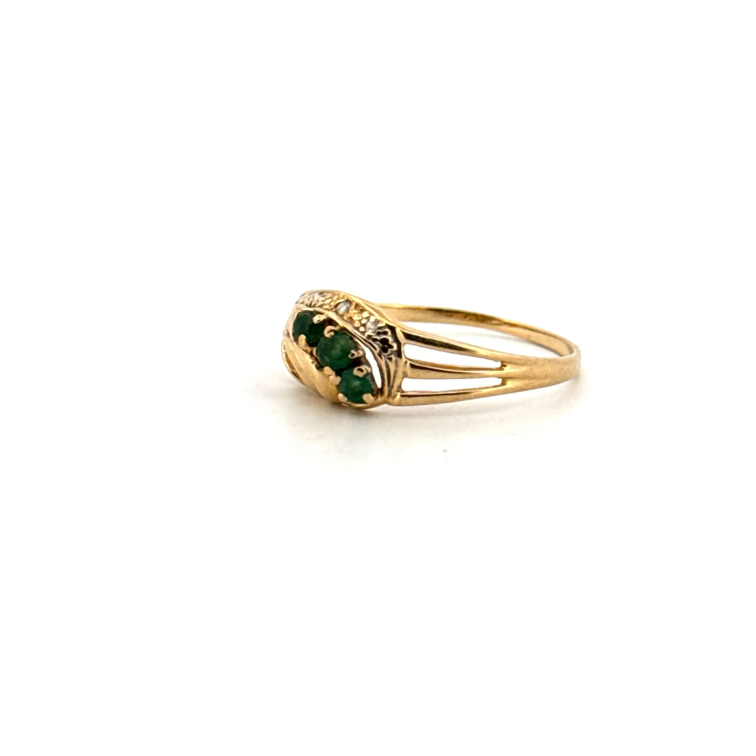 Bague Trilogie Or Jaune Émeraudes Diamants sold by 58 Facettes product image thumbnail 3