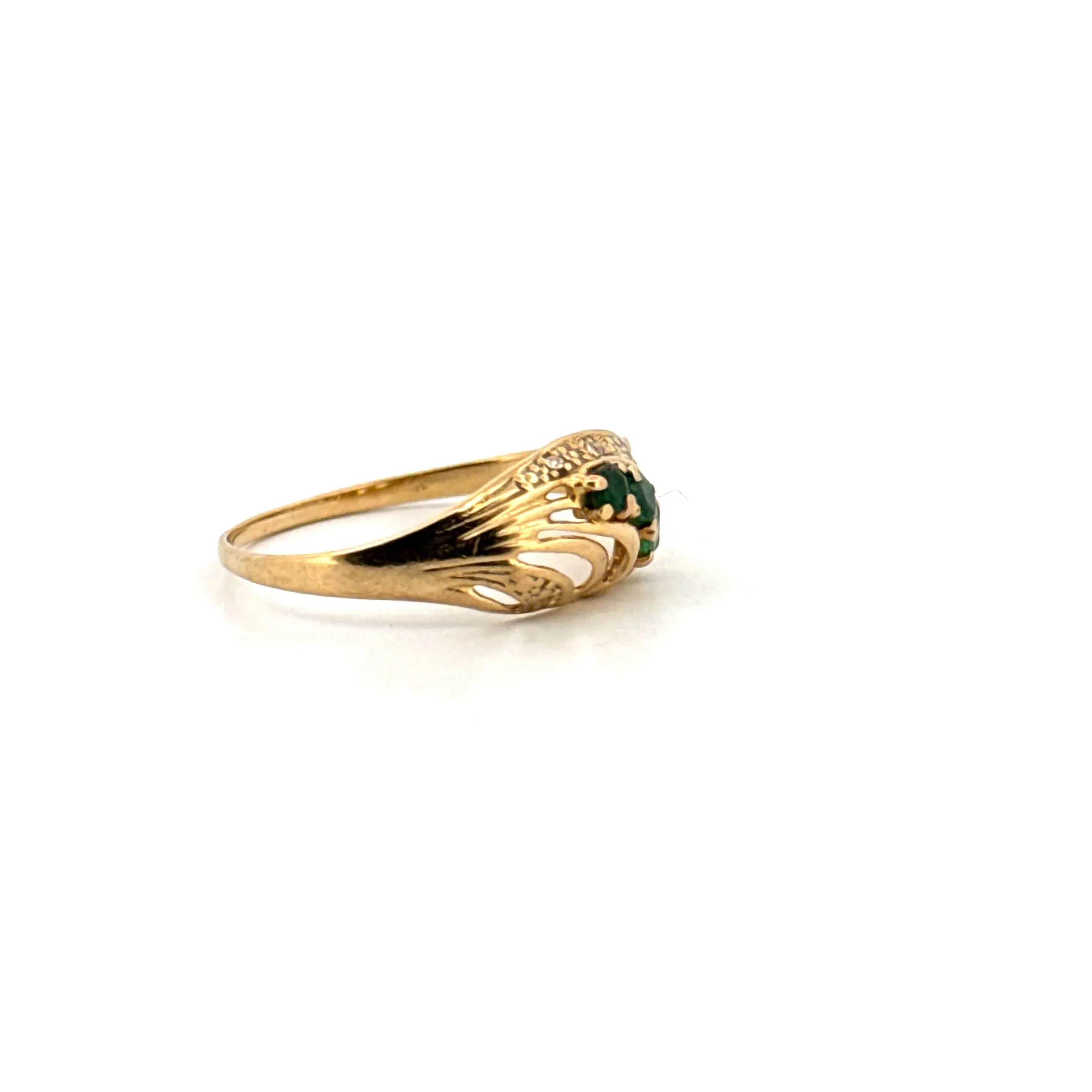Bague Trilogie Or Jaune Émeraudes Diamants sold by 58 Facettes product image thumbnail 4